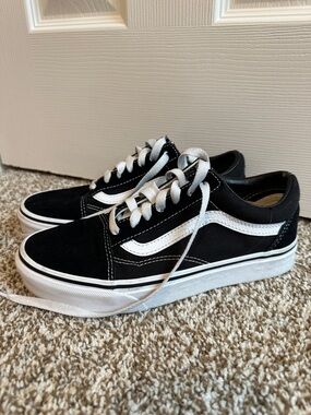 Vans Black and White Low-Top Skate Shoes